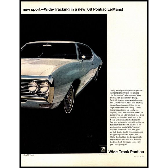 1968 Pontiac LeMans Coupe 2 Page Vintage Print Ad Scuba Diving Black Bikini Art - Picture 3 of 3